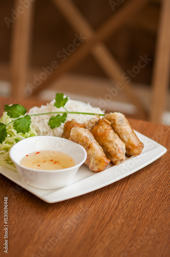 bun nem vietnamese springrolls nuoc mam fish sauce 