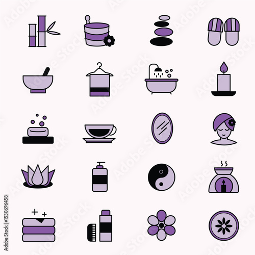 COLORED SPA AND WELLNESS ICON SET