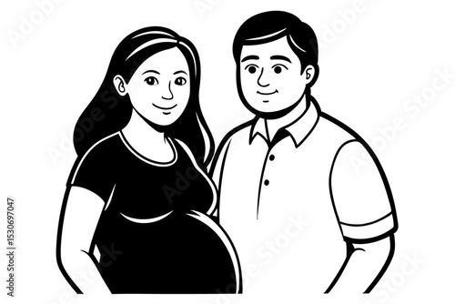Prenatal couple line art design isolated on transparent background