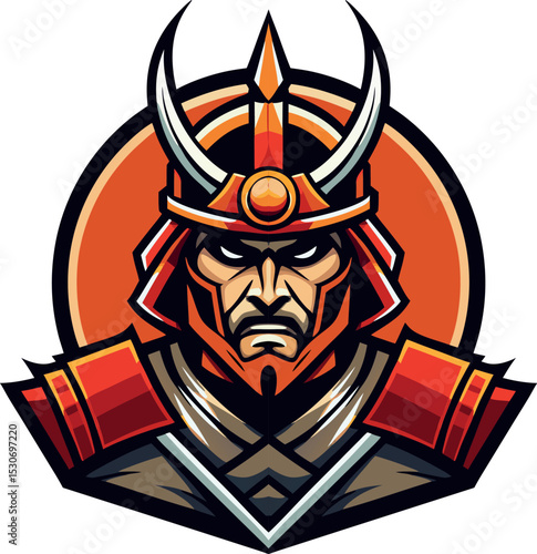 Cartoon Samurai Mascot  – Vector Illustration