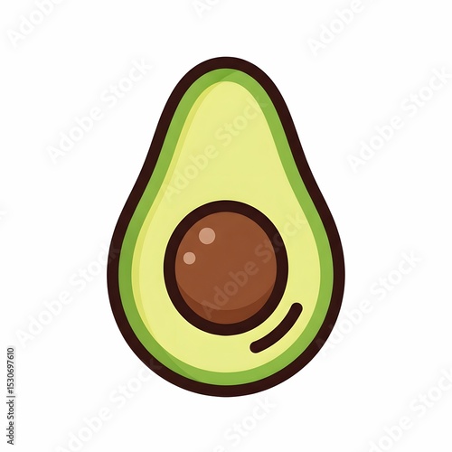 Cute avocado illustration with pit