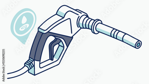 Illustration of a fuel pump nozzle with a handle and a fuel drop icon on a light background image