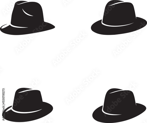 Cowboy Hats silhouette set vector illustration isolated On Transparent Background