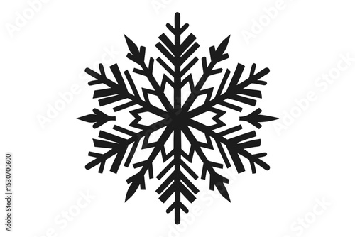 Black christmas snowflake design isolated on transparent background