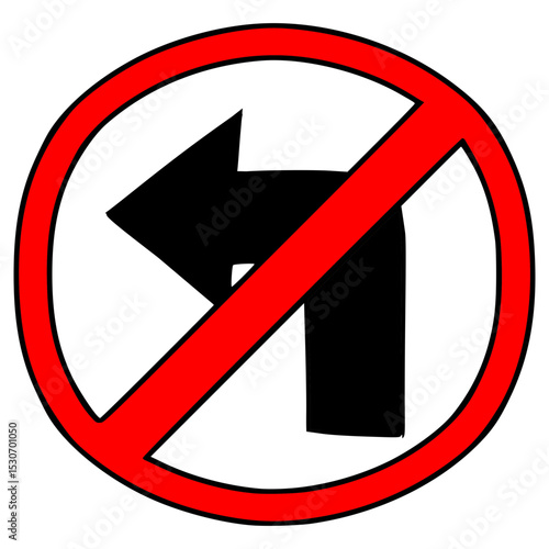 Free Download no left turn sign illustration hand drawn isolated vector - GFXLoad