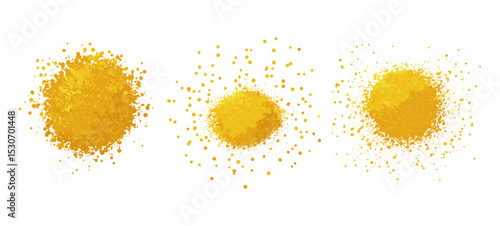 Glittering gold splatter texture, abstract shiny elements, grainy texture splashes, tiny specs and particles, vector illustration, cutout, isolated design, shimmering effect.