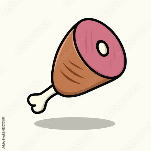 Cartoon illustration of livestock leg meat with bones