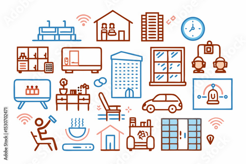 set of houses icons