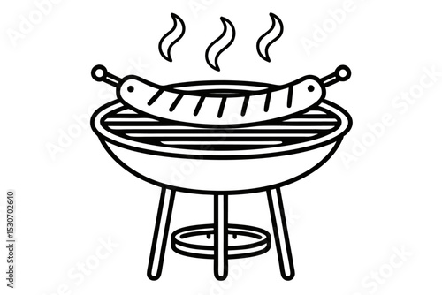 Outline design of sausages on a barbecue grill isolated on transparent background