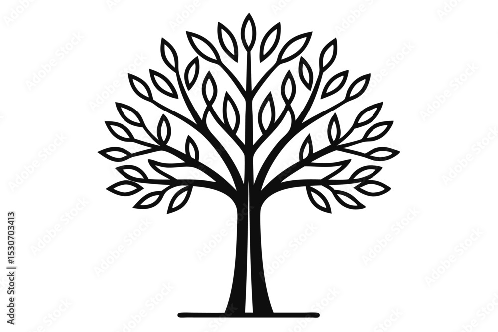 Obraz premium Single line tree design isolated on transparent background