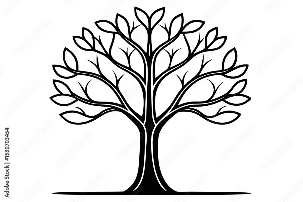 Obraz premium Single line tree design isolated on transparent background