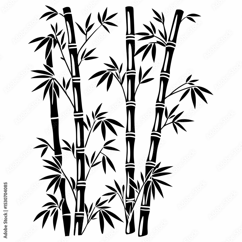 Obraz premium Creative Bamboo Branches Vector Illustration | Elegant Nature Element for Eco-Friendly and Asian-Themed Designs