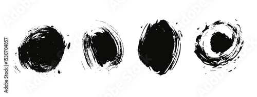 Distressed ink splatter, punk texture brushstroke, scribbled round elements, dirty grunge trace, vector illustration, artistic stroke texture, modern inky abstract, ink blot.