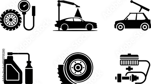 Car repair service automotive maintenance tire pressure wash oil change engine icons vector set 100 characters editable stock vector illustration