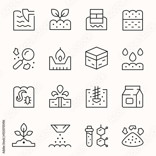 SOIL AND SGRICULTURE ICON SET
