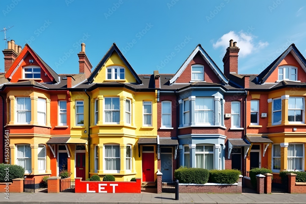 Obraz premium A row of colourful terraced houses