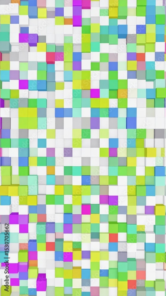 Fototapeta premium Full frame of 3D rendering multi colored pixelated rectangles