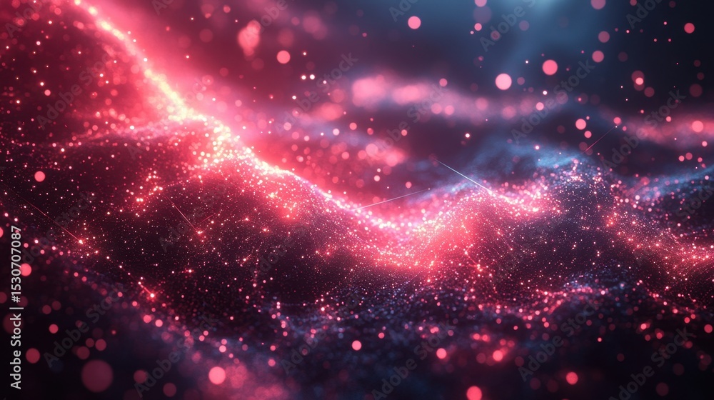Obraz premium Futuristic neon glowing lines and geometric mesh structure on dark abstract background for tech visuals.