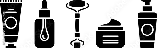 Skincare beauty products vector illustration set for beauty spa salon or cosmetic shop design 100 char editable stock vector illustration