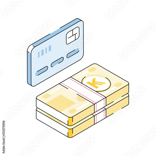 Grab this isometric outline icon of card payment