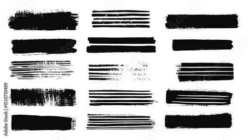 Rough gouache paint, sketchy ink rectangle textboxes, black handdrawn brushstroke text boxes, straight ink vector lines megapack, calligraphy brush stroke background, artistic ink texture.