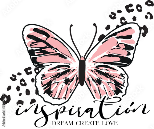Typography Cute vector graphic print with butterfly. for t-shirt graphic tees