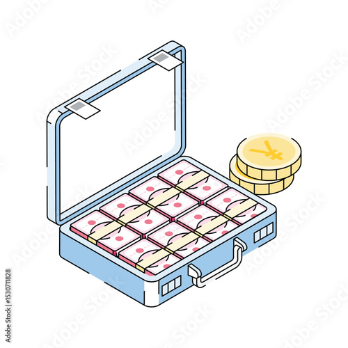 A captivating isometric icon showing secure cash bag