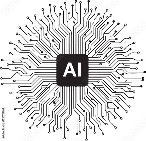 Circuit Board with AI Symbol