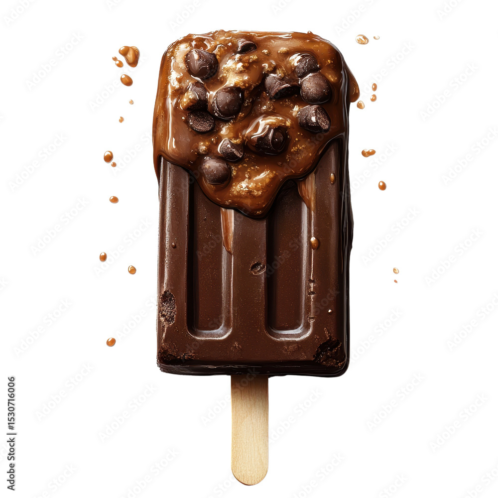 Obraz premium Chocolate ice cream stick isolated on transparent background 