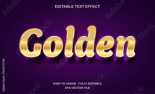 Golden text, editable text effect template, 3d bold gold metal typeface