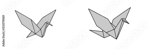Elegant origami cranes crafted from simple paper, showcasing intricate folds and designs for a calming artistic display