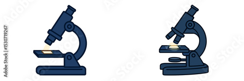 Microscopes displaying different angles in a laboratory setting during daytime