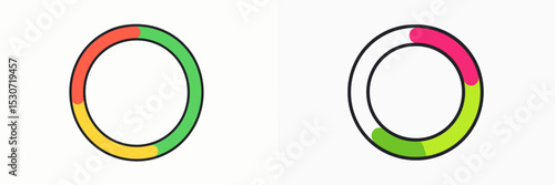 Colorful circular progress indicators illustrating different data statuses with vibrant hues for improved visualization