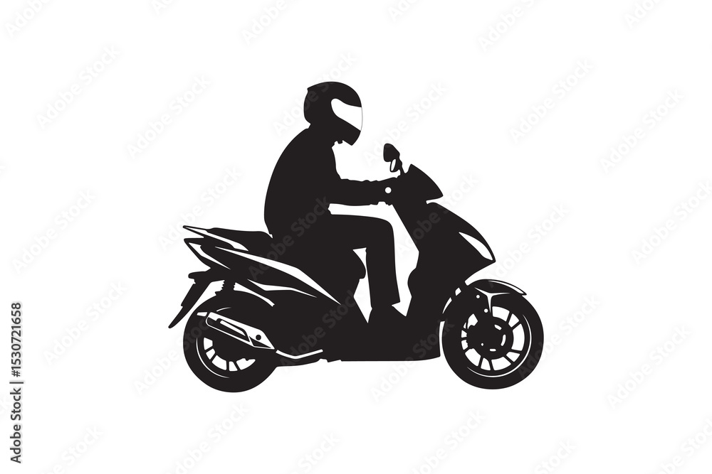 Scooter Rider Silhouette Illustration - Scooter Driver Profile Scooter Rider Silhouette Illustration - Scooter Driver Profile