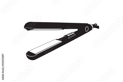 Hair Straightener Silhouette Illustration Hair Styling Tool Design