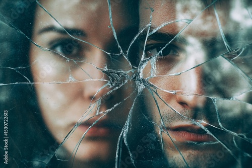 Psychological thriller style with a cracked screen showing distorted personalities and unsettling visuals.