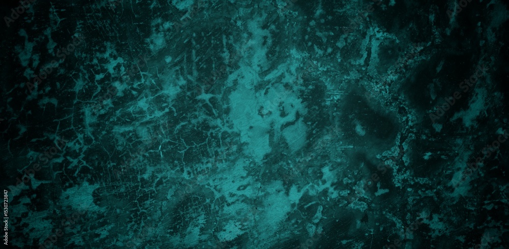 Fototapeta premium A textured background featuring a deep teal color with a distressed, grunge appearance. The surface shows variations in tone and subtle patterns, creating an abstract and moody aesthetic.