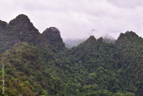 Wallpaper Mural cloudy calcareous mountains, Green mountains and clouds, mist clouds after rain Torontodigital.ca