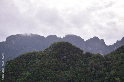 Wallpaper Mural cloudy calcareous mountains, Green mountains and clouds, mist clouds after rain Torontodigital.ca