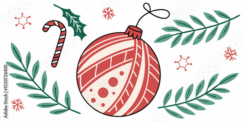 25 December Christmas ball icon. Easter balls Vector. Set holiday symbols isolated on white background in flat design. Cartoon color illustration.
