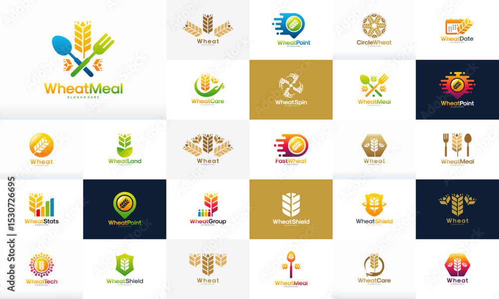 Fototapeta premium Collection of wheat-themed logos.