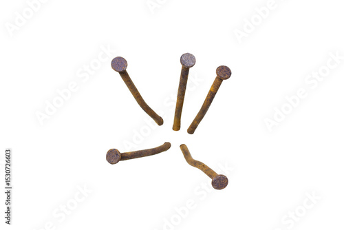 Old nail head isolated on white background