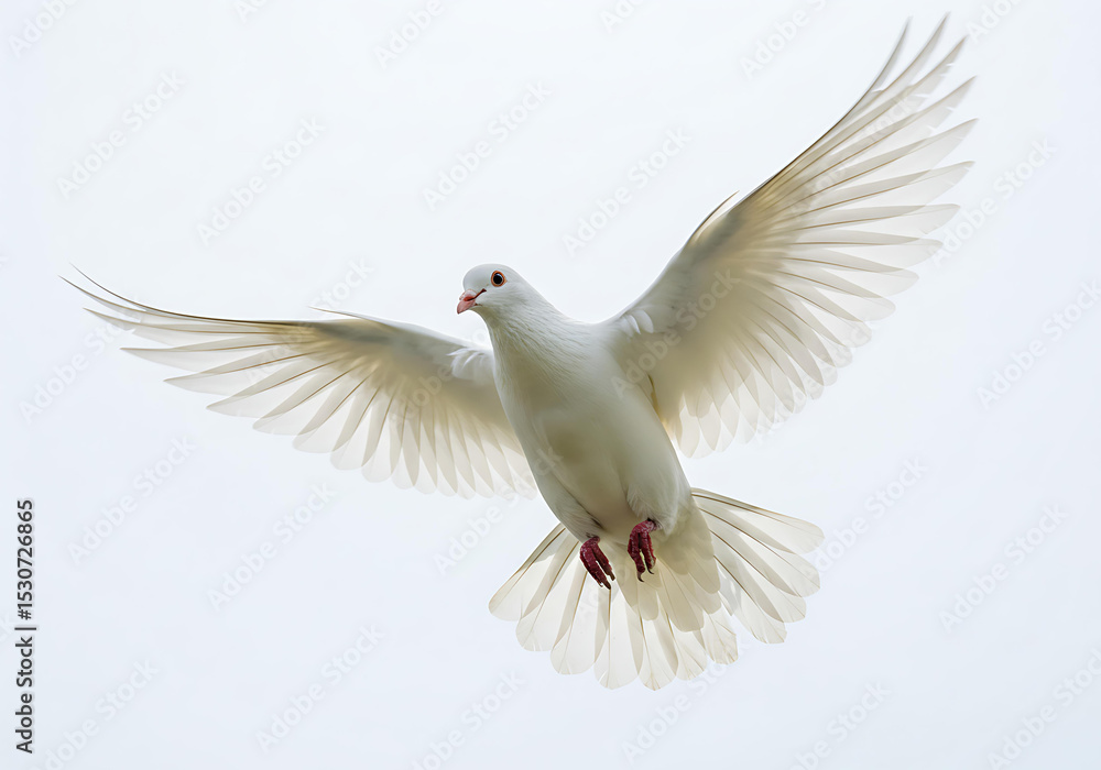 Obraz premium White Dove in Flight, Wings Spread