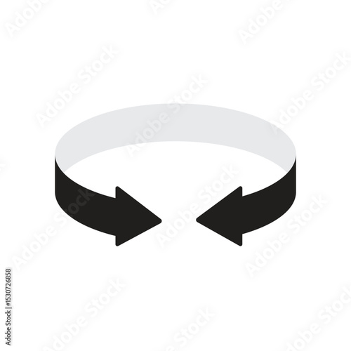 Oval circle double arrow icons set. Ellipse orbit line arrow symbol. opposite arrow sign. Vector illustration isolated on white background.
