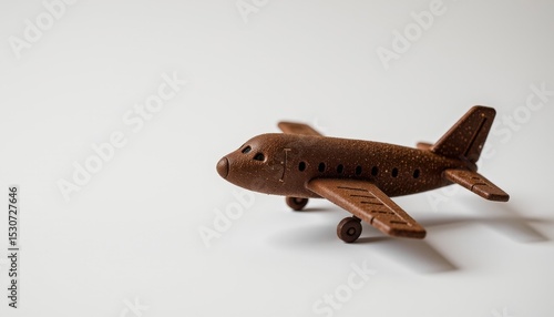 Wallpaper Mural sharp close up photo of recycled coffee ground molded airplane toy, pure white isolated background, eco friendly design   negative fastnegativev2, bad hands 5, simple background, plain background Torontodigital.ca