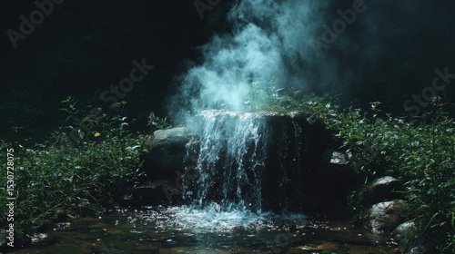 Concept photo of a small waterfall, symbolic of the cleansing and purifying power of the Holy Spirit during baptism.