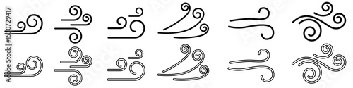 Wind icon vector set. Draft illustration sign collection. Weather symbol or logo.