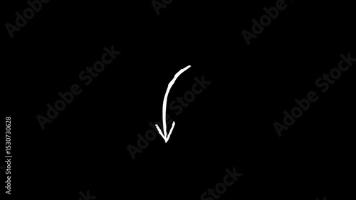 Hand-drawn marker Arrows animation on a transparent background, Hand-drawn thin arrow graphic animation. Alpha channel.