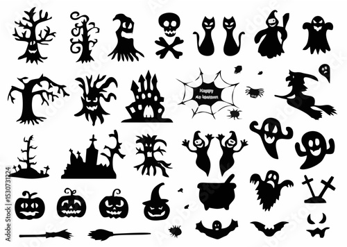 Set of silhouettes of Hallowe...