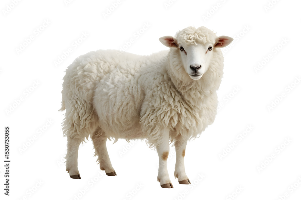 Fototapeta premium White sheep, full body, front view